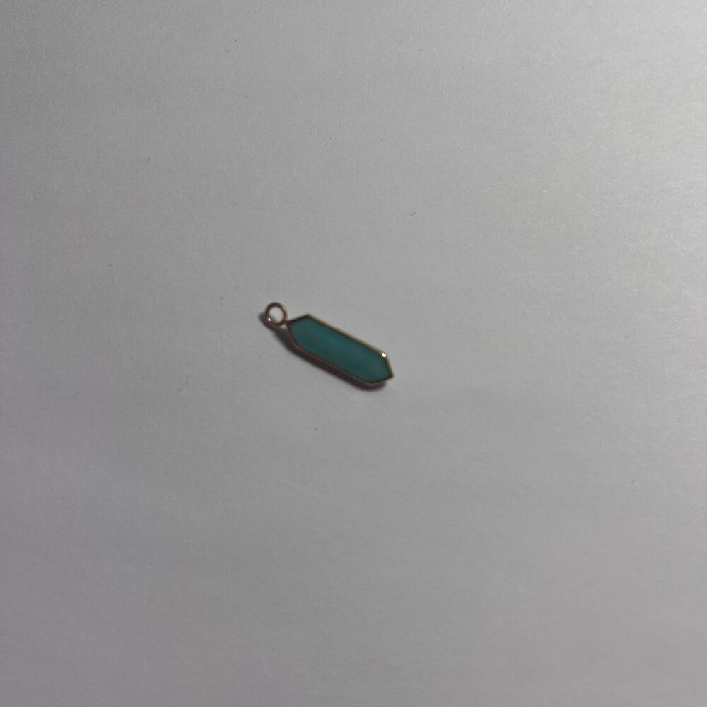14K Yellow Gold Chrysoprase Hoop Charm